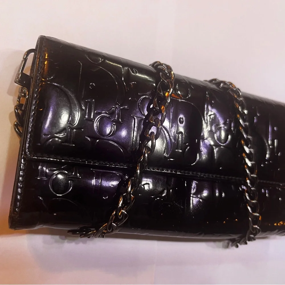 Christian Dior Black Leather Wallet Dior Black Patent Leather wallet